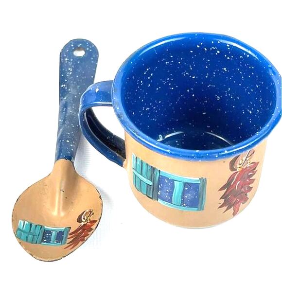Country Charm Hand Painted Decorative Tin Cook Set and Small Mugs; New Mexico - Picture 5 of 6